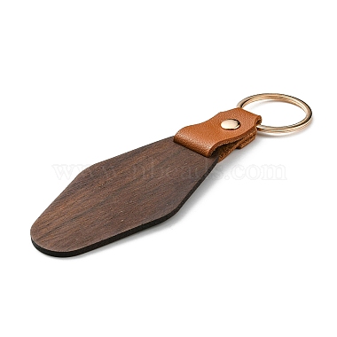Wooden & Imitation Leather Pendant Keychain(PW23041801315)-2