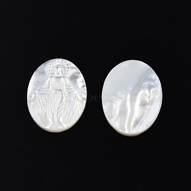 Oval White Shell Cabochons