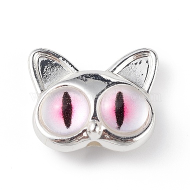 Silver Cat Shape Alloy+Glass Beads