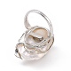 Natural Pearl Nugget with Cubic Zirconia Leaf Open Cuff Ring(RJEW-P033-02P-02A)-4
