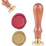 DIY Scrapbook, Brass Wax Seal Stamp and Wood Handle Sets, Eye, Golden, 8.9x2.5cm, Stamps: 25x14.5mm(AJEW-WH0100-030)