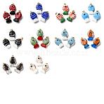 10Pcs 10 Colors Handmade Lampwork Pendants, Fish Charms, with Brass Findings, Mixed Color, 23~23.5x12~13x8~10mm, Hole: 4.4x3.8mm, 1pc/color(LAMP-SZ0002-06)