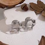 304 Stainless Steel Nuggets Stud Earrings, Platinum, 40x32.4mm(PR9412-2)