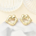 Brass Stud Earrings for Women, Lip, Real 14K Gold Plated, 21x24.5mm(KK-CBAD851-09G)