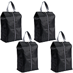 4Pcs Rectangle Polyester Fabric Waterproof Shoes Storage Zipper Bags with Imitation Leather Handle, Portable Travel Dustproof Clothes Alloy Zipper Organizer Pouches, Black, 48cm(ABAG-GF0001-31)