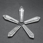 Natural Quartz Crystal Pointed Beads, Rock Crystal, Healing Stones, Reiki Energy Balancing Meditation Therapy Wand, Bullet, Undrilled/No Hole Beads, 30.5x9x8mm(X-G-E490-C06)