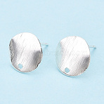 Brass Ear Stud Findings, with Loop, 925 Sterling Silver Plated, 12mm, Hole: 1.4mm, Pin: 0.7mm(KK-WH0085-01S)