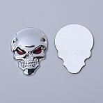 Zinc Alloy Decoration Sticker, for Car Decoration, Skull, Platinum, 4.9x3.2x0.25cm, Sticker: 4.85x3.25x0.1cm(DIY-WH0217-08P)