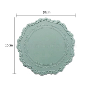 Silicone Wax Seal Mats, for Wax Seal Stamp, Flat Round with Edge Floral, Cadet Blue, 100x100mm(STAM-PW0003-02D)