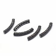 Rack Plating Brass Cubic Zirconia Beads, Long-Lasting Plated, Tube, Gunmetal, 31x4mm, Hole: 2mm(ZIRC-S015-02B)