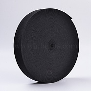 Flat Elastic Rubber Band, Webbing Garment Sewing Accessories, Black, 25mm, about 43.74 yards(40m)/roll(EC-WH0002-25mm-02)