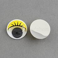Plastic Wiggle Googly Eyes Buttons DIY Scrapbooking Crafts Toy Accessories with Label Paster on Back, Yellow, 8x2.5~3.5mm(KY-S003B-8mm-05)