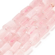 Natural Rose Quartz Beads Strands, with Seed Beads, Faceted Column, 9~11x6~7.5x6~7.5mm, Hole: 1.2mm, about 30pcs/strand, 15.16~15.55 inch(38.5~39.5cm)(G-G068-A23-01)