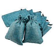 BENECREAT Burlap Packing Pouches Drawstring Bags, Medium Sea Green, 14x10cm(ABAG-BC0001-14x10-01)