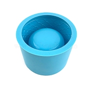 Round Flowerpot DIY Silicone Molds, Resin Plaster Cement Casting Molds, Deep Sky Blue, 110x81mm(PW-WG65530-04)