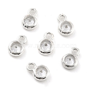 925 Sterling Silver Micro Pave Clear Cubic Zirconia Charms, Chain Extender, Flat Round, Silver, 5.6x3.8x2mm, Hole: 1mm(STER-Z001-008S)