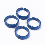 Spray Painted Alloy Cuff Rings, Open Rings, Cadmium Free & Lead Free, Dark Blue, US Size 6 1/2(16.9mm)(RJEW-T011-28C-RS)