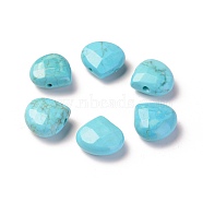 Natural Magnesite Beads, Dyed, Faceted, Teardrop, Deep Sky Blue, 13x13x6mm, Hole: 1mm(TURQ-L031-001)