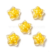 Glass Beads, with Polka Dot Pattern, Star, Yellow, 12~12.5x12.5~13x6~6.5mm, Hole: 0.9~1mm(LAMP-M011-05A)