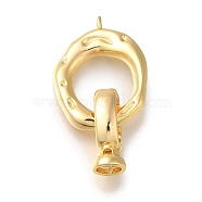 Brass Fold Over Clasp, Ring, Real 18K Gold Plated, 30mm(KK-H480-16G)