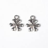 Tibetan Style Alloy Pendants, Lead Free and Cadmium Free, Flower, Antique Silver, 13x11x2.5mm, Hole: 2.5mm(LF0298Y)