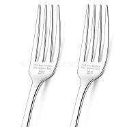 Globleland 1 Set 2Pcs 304 Stainless Steel Fork, Word, with 1Pc Coated Paper Cutlery Storage Box, Envelope Pattern, 200x24mm(AJEW-GL0001-19-061)