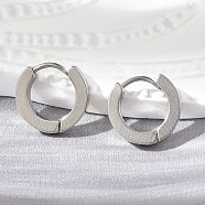 Tarnish Resistant 202 Stainless Steel Huggie Hoop Earrings, Hypoallergenic Earrings, with 316 Stainless Steel Pin, Thick Hoop Earrings, Ring Shape, Stainless Steel Color, 13x14x3mm, Pin: 1mm(X-EJEW-O087-09A-P)