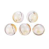 Transparent Handmade Blown Glass Globe Beads, Round, Old Lace, 12.5~14mm, Hole: 1~2mm(GLAA-T012-33A-04)