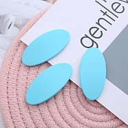 Frosted Plastic Snap Hair Clips, with Metal Clip, for Women and Girls, Oval, Deep Sky Blue, 56x26mm(OHAR-PW0001-454F)