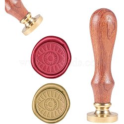 DIY Scrapbook, Brass Wax Seal Stamp and Wood Handle Sets, Eye, Golden, 8.9x2.5cm, Stamps: 25x14.5mm(AJEW-WH0100-030)