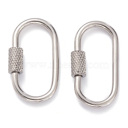 Non-Tarnish 304 Stainless Steel Screw Carabiner Lock Charms, for Necklaces Making, Oval, Stainless Steel Color, 26x13x2mm, Screw: 8x4mm(STAS-J030-05)