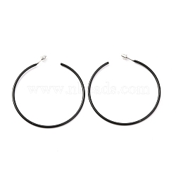 Baking Paint 201 Stainless Steel Half Hoop Earrings, Half Hoop Earrings, with Ear Nuts, Ring, Yellow, 58mm, Pin: 0.5mm(EJEW-P185-A01-03)