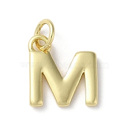 Rack Plating Brass Charms, Cadmium Free & Lead Free, Long-Lasting Plated, Real 18K Gold Plated, Letter M, 11.5x11.5x1.5mm, Hole: 3.2mm(KK-P245-06G-M)