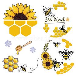 PVC Window Sticker, Flat Round Shape, for Window or Stairway  Home Decoration, Bees, 160x0.3mm, 4 styles, 1pc/style, 4pcs/set(DIY-WH0235-059)