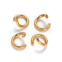 Ion Plating(IP) 304 Stainless Steel Open Jump Rings, Golden, 18 Gauge, 6x1mm, Inner Diameter: 4mm, 25pcs/5g(X-STAS-M235-C-01)