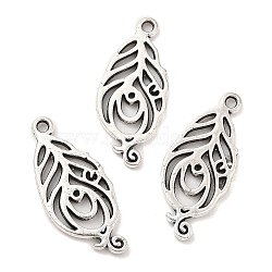 Tibetan Style Alloy Pendants, Leaf, Antique Silver, 24x10.5x1.5mm, Hole: 1.5mm, about 1041pcs/1000g(PALLOY-R143-23AS)