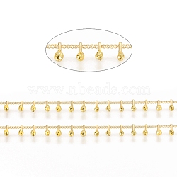 Brass Handmade Beaded Chain, Curb Chains, with Enamel, Long-Lasting Plated, Real 18K Gold Plated Unwelded, with Spool, Yellow, 2x1.5x0.8mm, Charm: 6x2x2mm, about 32.8 Feet(10m)/roll(CHC-G011-07G-01)