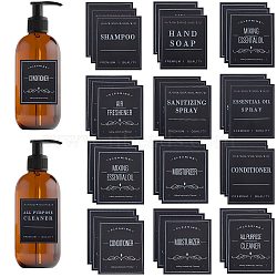 3 Bags 3 Styles PVC Adhesive Bathroom Sorting Storage Stickers, Waterproof Soap Labels for Bathroom Can/Bottles, Rectangle with Word, Black, 80~95x70~80x0.2mm, 1 bag/style(STIC-CP0001-04A)