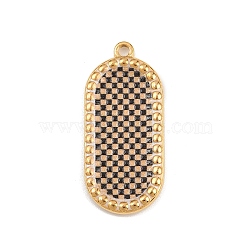 Printed 304 Stainless Steel Pendants, Oval Charms, PVD Vacuum Plating, Real 18K Gold Plated, Sandy Brown, 30.5x14x2.5mm, Hole: 1.8mm(STAS-C146-08G-04)