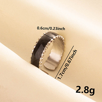 Fashionable Enamel Open Cuff Ring, Simple Stainless Steel Jewelry for Women