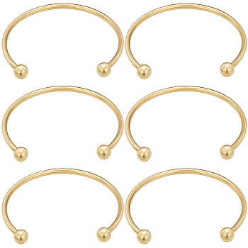 6Pcs Rack Plating Brass Cuff Bangle Making, with Detachable Ball, Real 18K Gold Plated, Long-Lasting Plated, Cadmium Free & Lead Free, Real 18K Gold Plated, 1/8~1/4 inch(0.3~0.8cm), Inner Diameter: 2-3/8 inch(5.9cm)