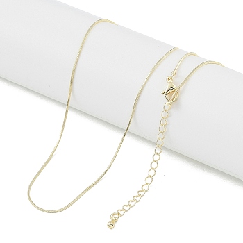 Brass Square Snake Chain Necklaces, Real 18K Gold Plated, 16.93 inch(43cm), 0.8mm