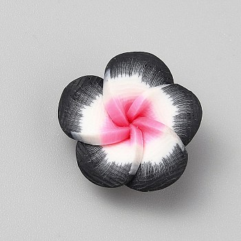 Handmade Polymer Clay Beads, Flower, Black, 9~10.5x19~20.5x19~20.5mm, Hole: 1mm