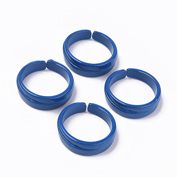 Spray Painted Alloy Cuff Rings, Open Rings, Cadmium Free & Lead Free, Dark Blue, US Size 6 1/2(16.9mm)