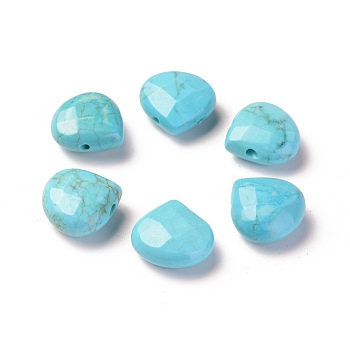 Natural Magnesite Beads, Dyed, Faceted, Teardrop, Deep Sky Blue, 13x13x6mm, Hole: 1mm