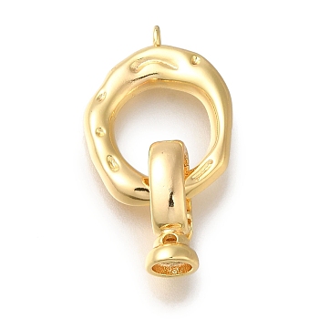 Brass Fold Over Clasp, Ring, Real 18K Gold Plated, 30mm