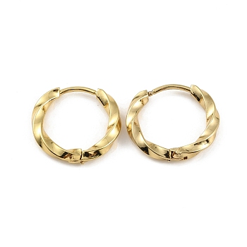 Ion Plating(IP) 304 Stainless Steel Hoop Earrings, Real 18K Gold Plated, 17x2.5mm, Pin: 1mm