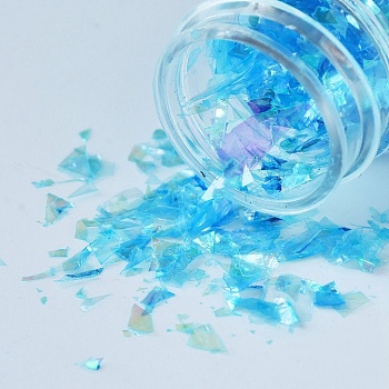 Plastic Candy Sequins/Paillette Chip, UV Resin Filler, for Epoxy Resin Jewelry Making, Deep Sky Blue, 3~25x2.8~6.5mm