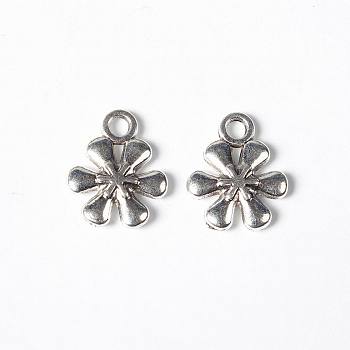 Tibetan Style Alloy Pendants, Lead Free and Cadmium Free, Flower, Antique Silver, 13x11x2.5mm, Hole: 2.5mm