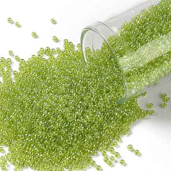 TOHO Round Seed Beads, Japanese Seed Beads, (105) Transparent Luster Lemon-Lime, 15/0, 1.5mm, Hole: 0.7mm, about 3000pcs/10g